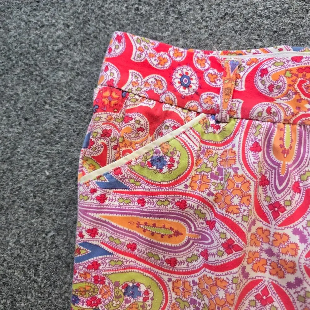 Peter Millar Shorts Women Size 6 Pink Orange Paisley 10 Inch Golf Bermuda Casual